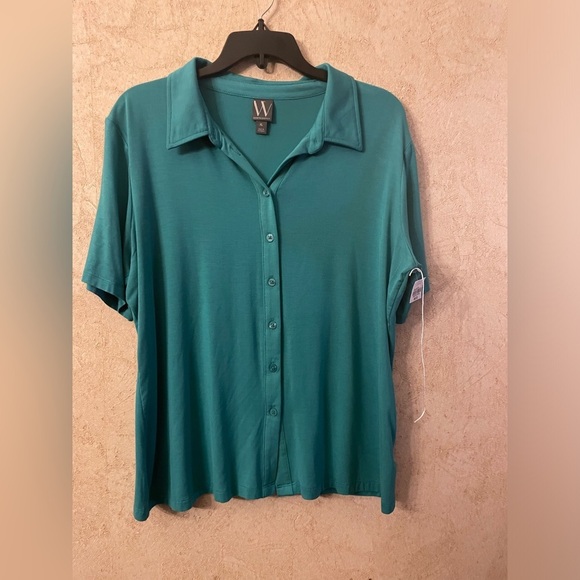 Worthington Short Sleeve Polo Collar Button Down Shirt - Picture 2 of 6